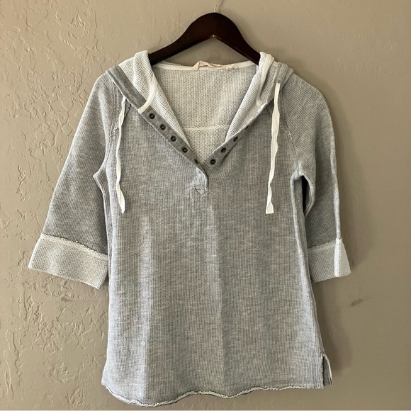 Soft Surroundings Gray French Terry Just Beachy Hoodie Sweatshirt 3/4 Sleeve XS - Picture 1 of 13